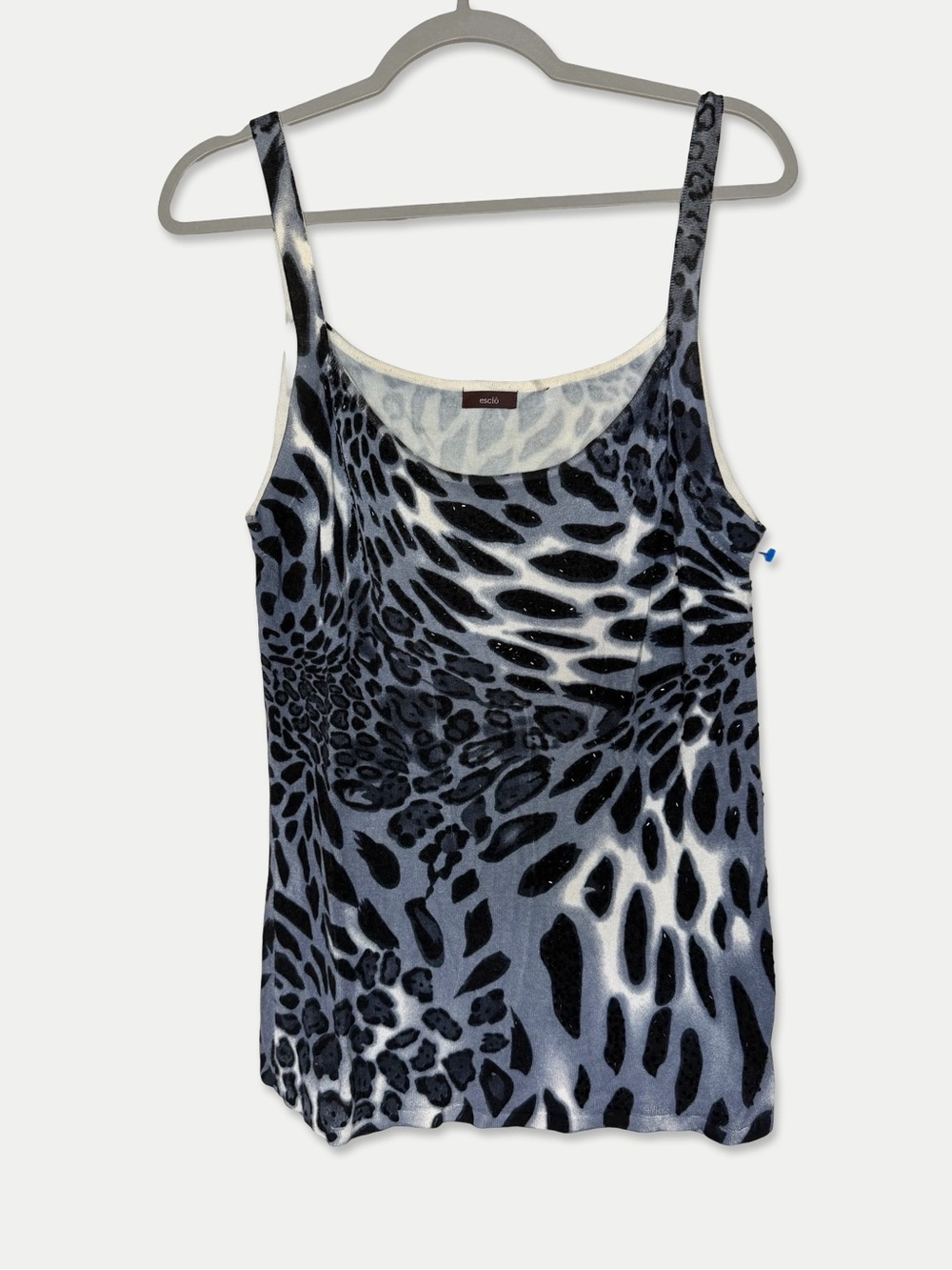 Escio Y2K Animal Print Embellished Stretch Tank Top Medium Leopard